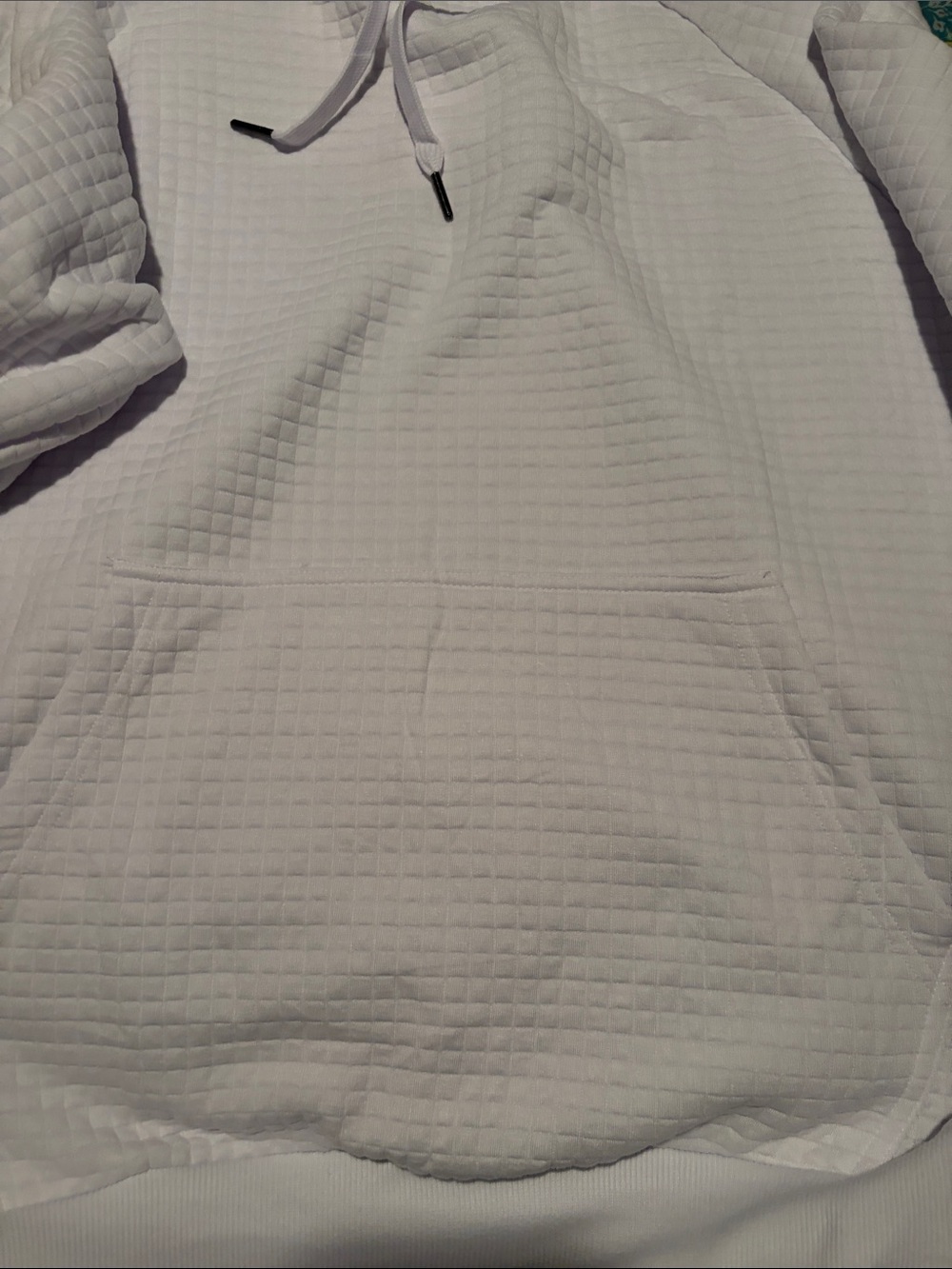 Men's White Quilted Hoodie Sweater - Picture 4 of 5